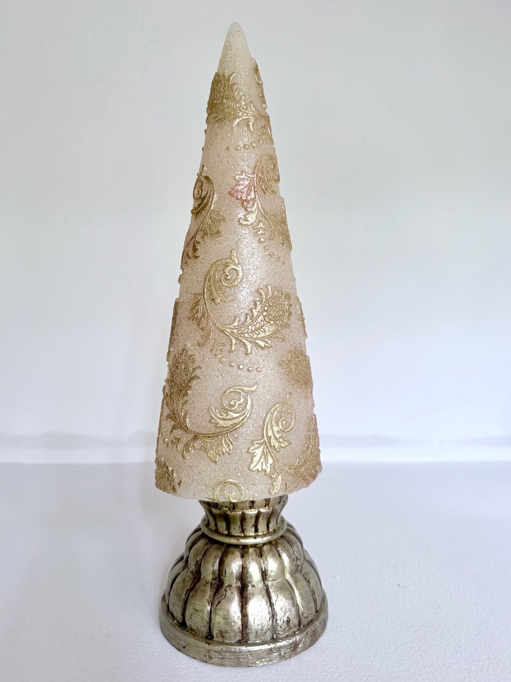 Three Illuminating Gold Wax Holiday Cone Trees - Picture 13 of 16